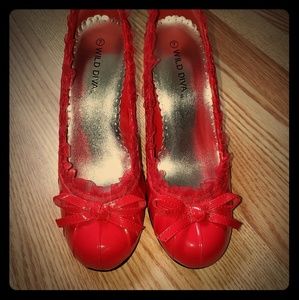 Wild Diva Heels Sz 7, Red Patent Pumps